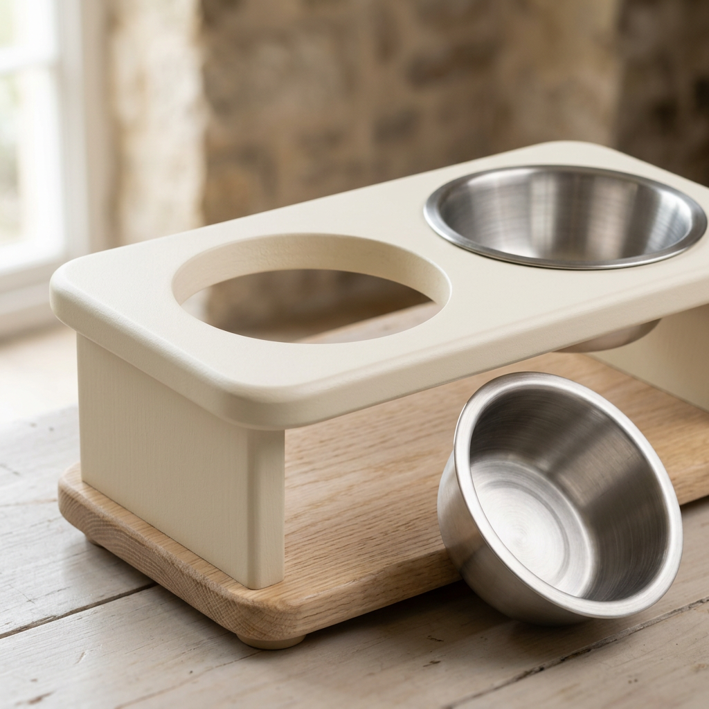 Removable stainless steel bowl and circular opening detail