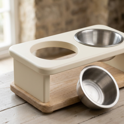 Removable stainless steel bowl and circular opening detail